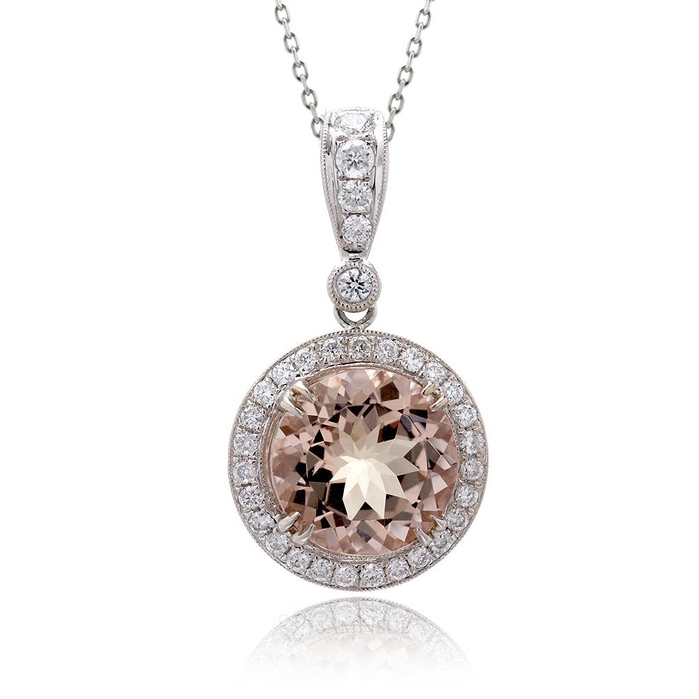 The Shelly Round Morganite Pendant