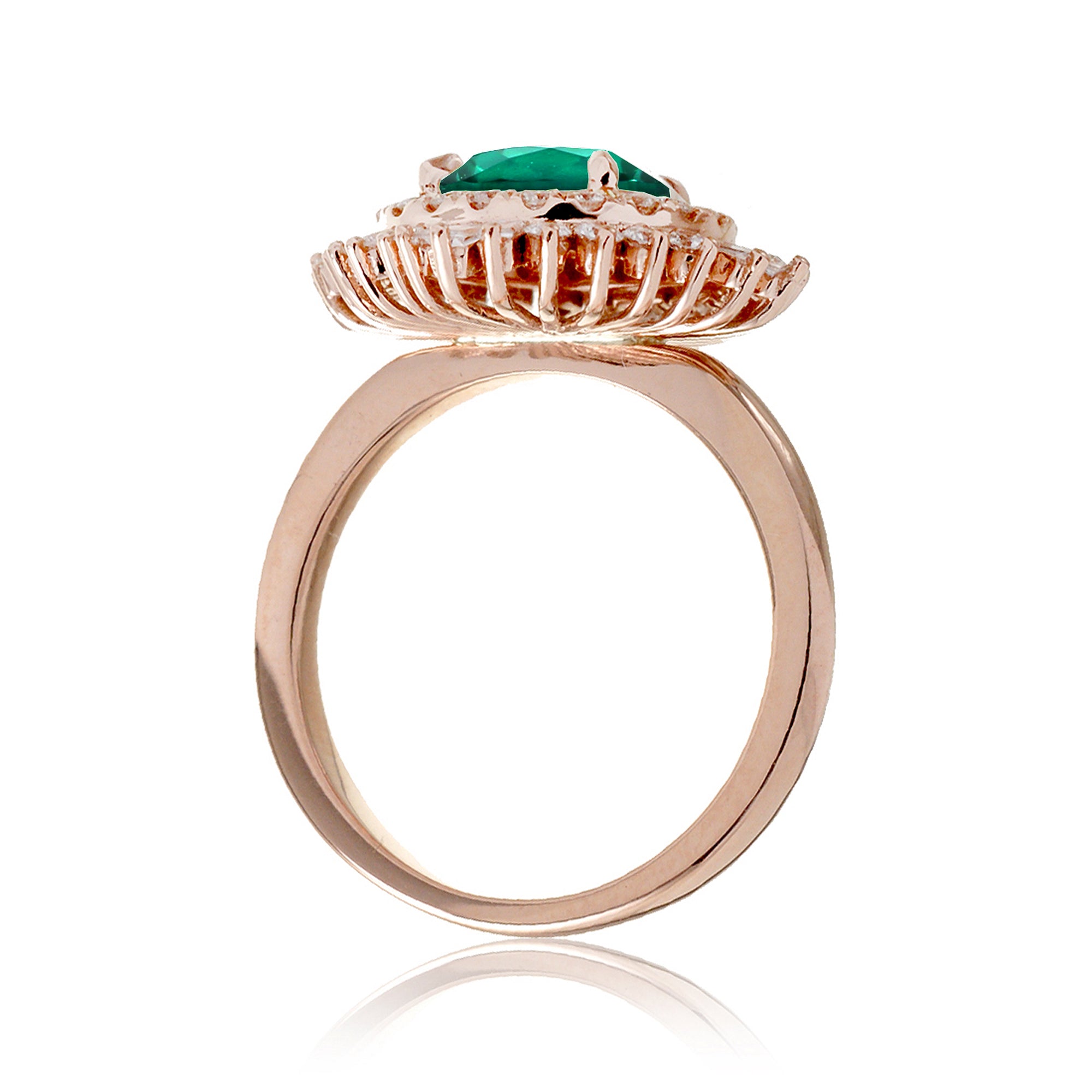 The Sonia Round Cut Emerald Diamond Ballerina Ring