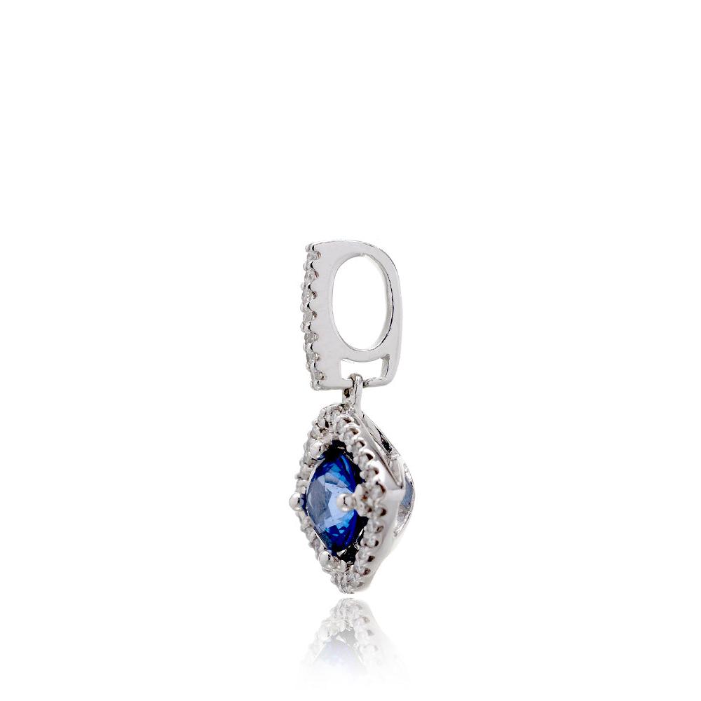 The Round Sapphire With Losange Halo Pendant