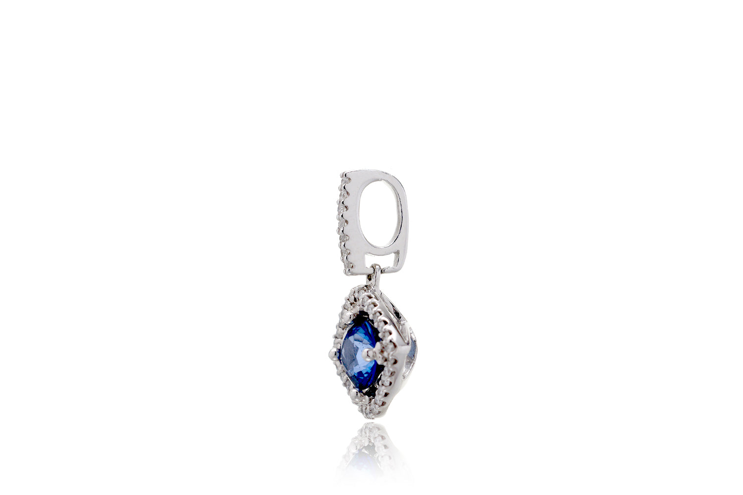 The Round Sapphire With Losange Halo Pendant