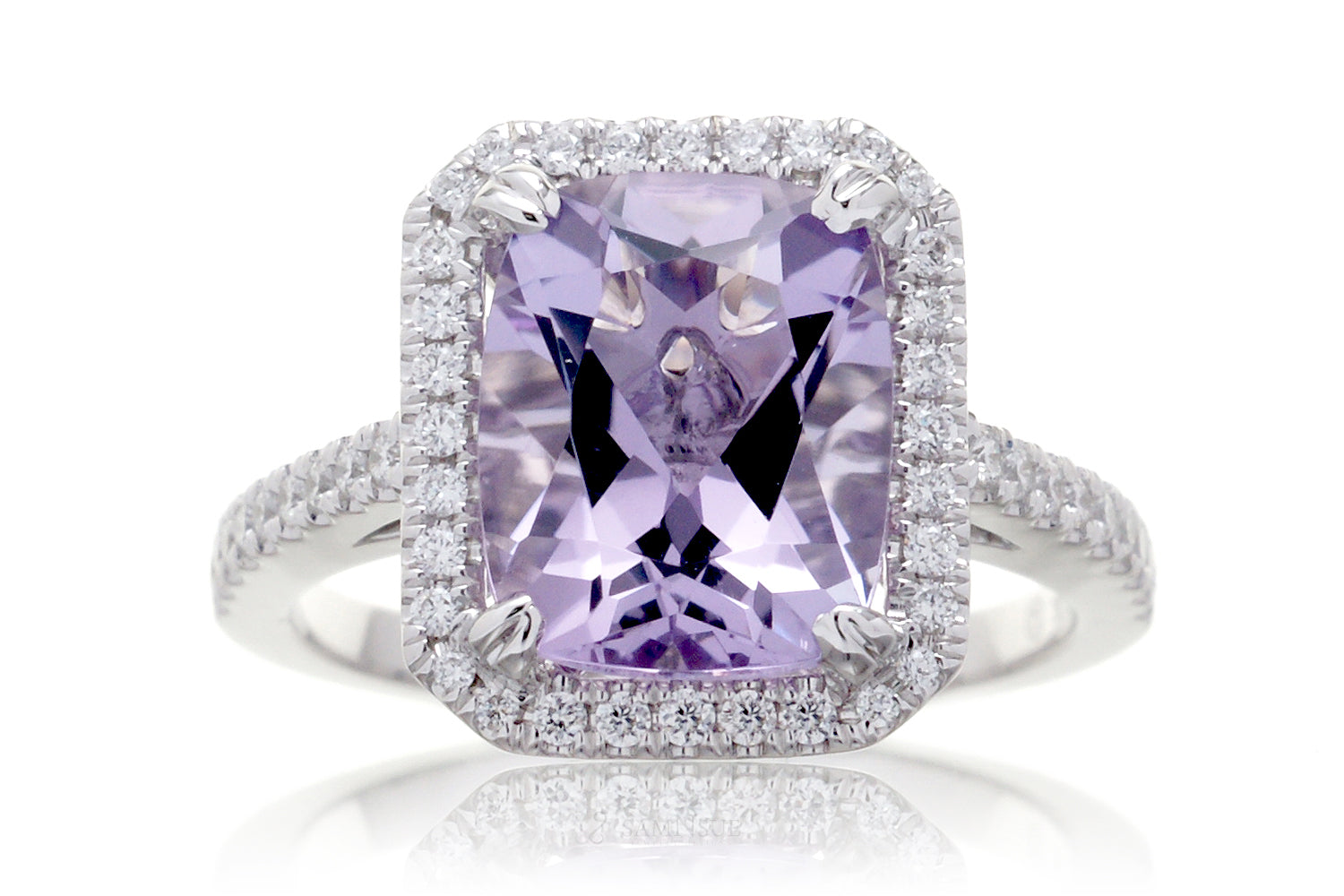 Cushion Rose De France Diamond Halo Engagement Ring | The Signature