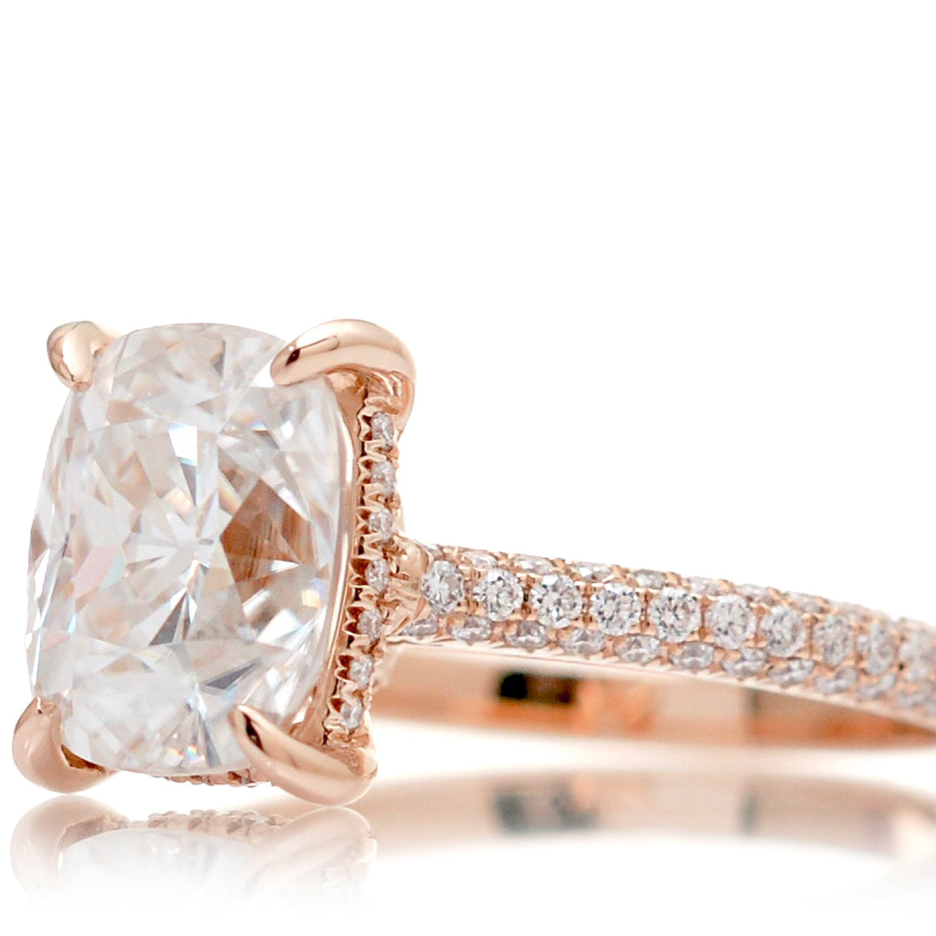 Lab-Grown Cushion Moissanite Engagement Ring with Diamond Accents