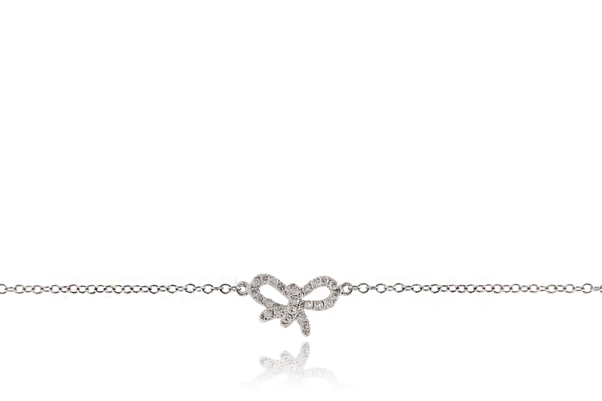 Small Bow Diamond Bracelet In White Gold