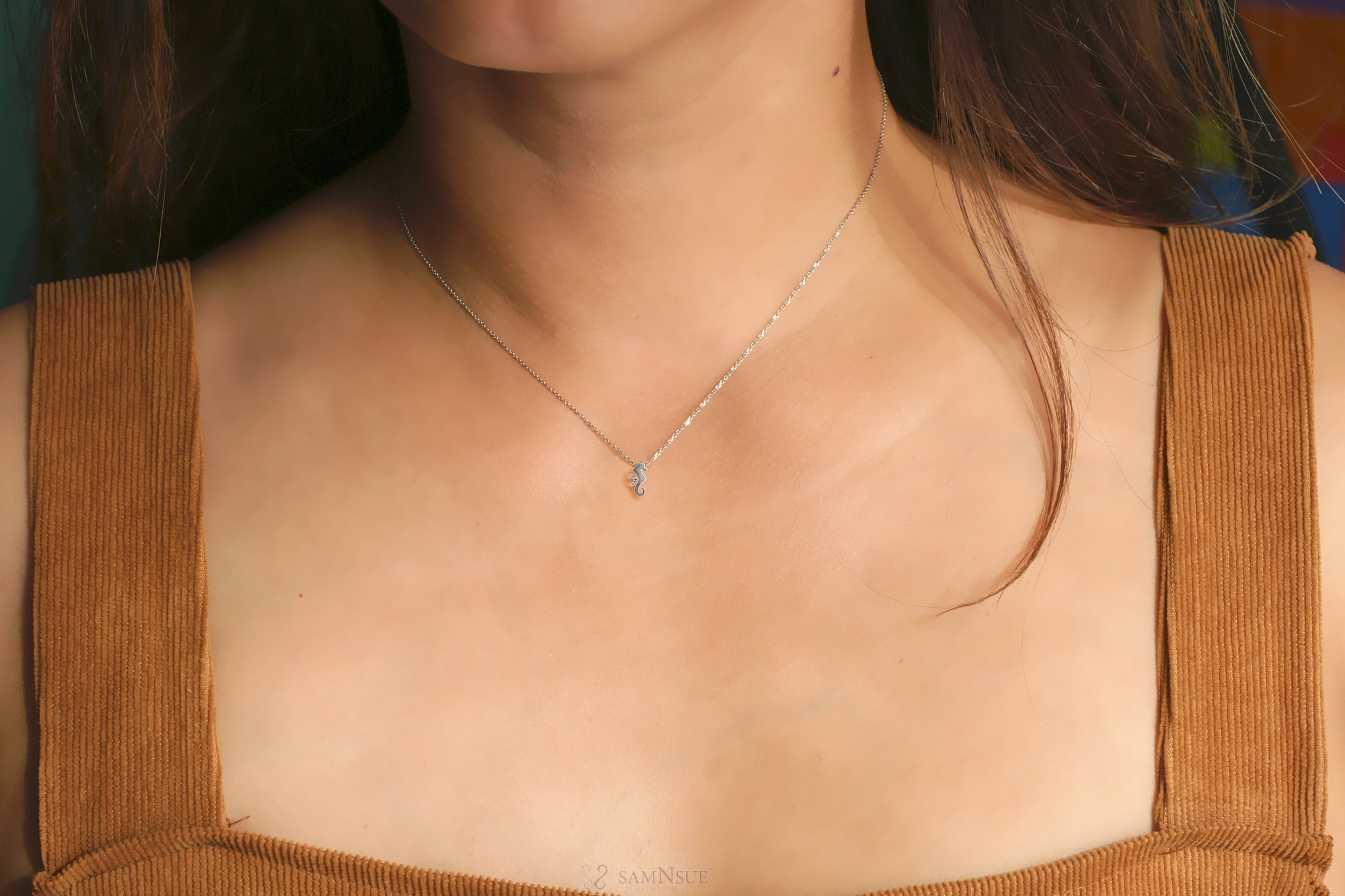 Tiny Seahorse Diamond Pendant | Necklace