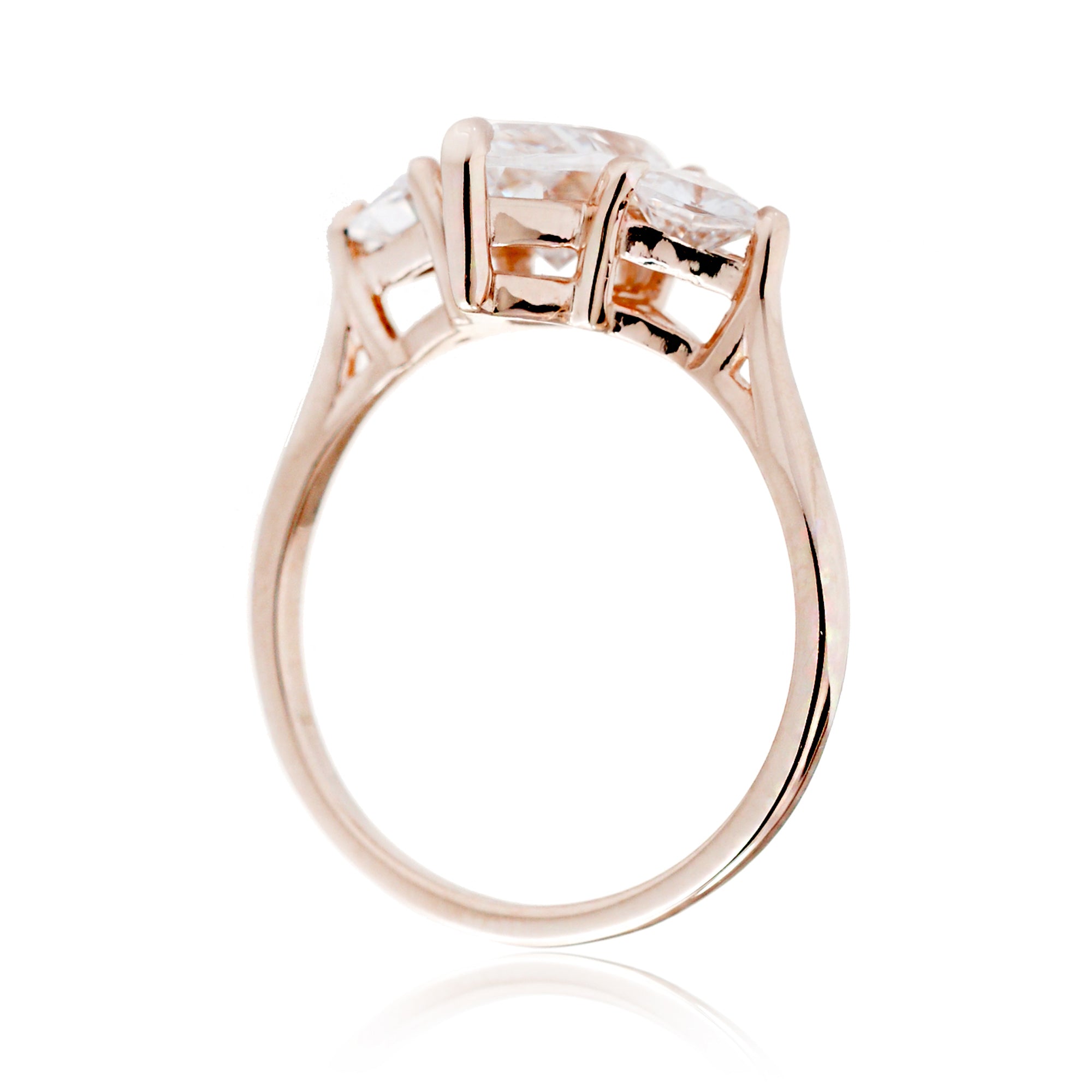 The Trillion Threestone Marquise Moissanite Ring