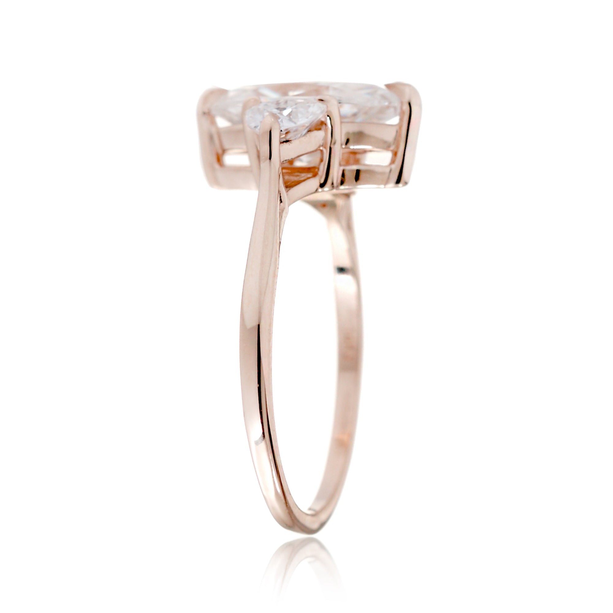 The Trillion Threestone Marquise Moissanite Ring