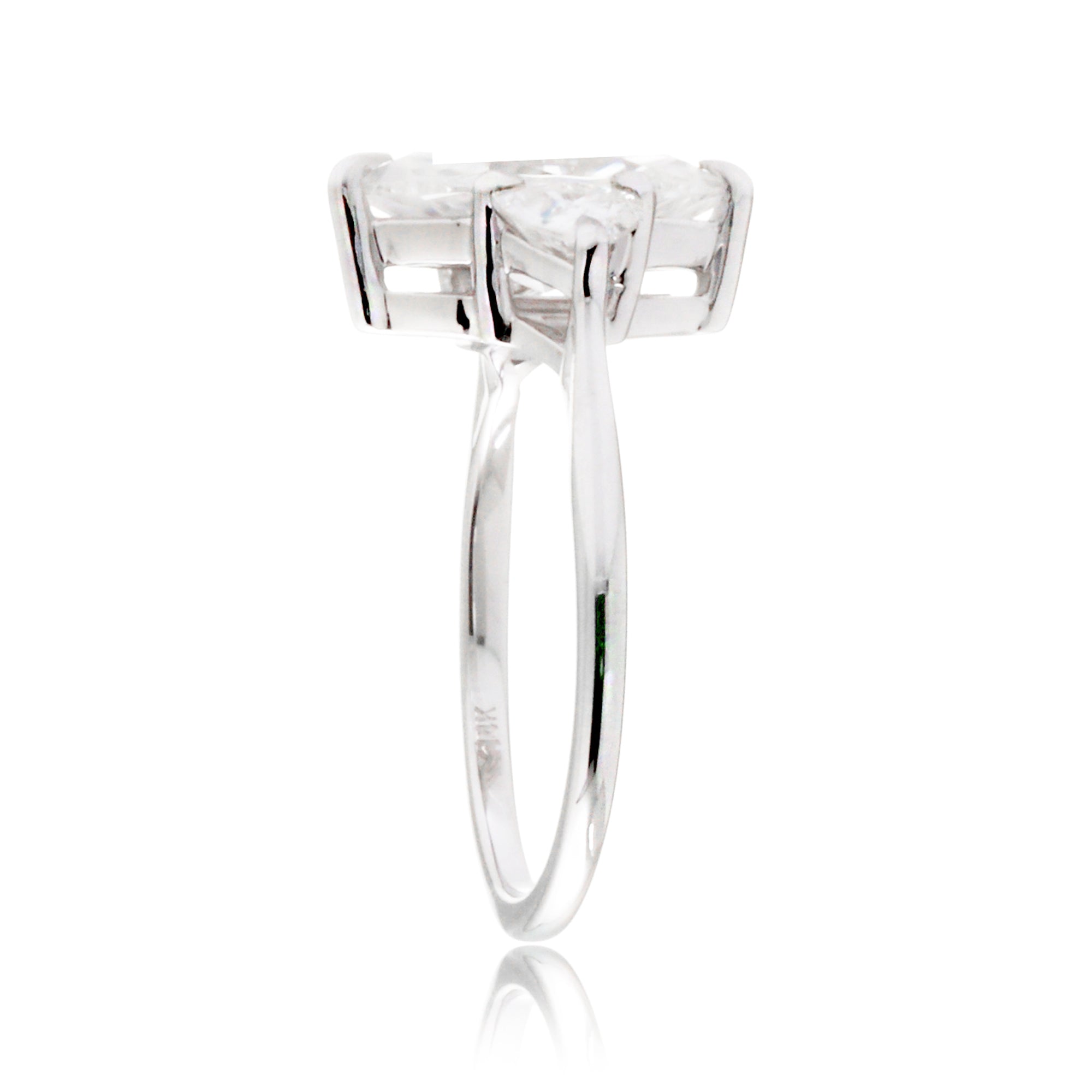 The Trillion Threestone Marquise Moissanite Ring