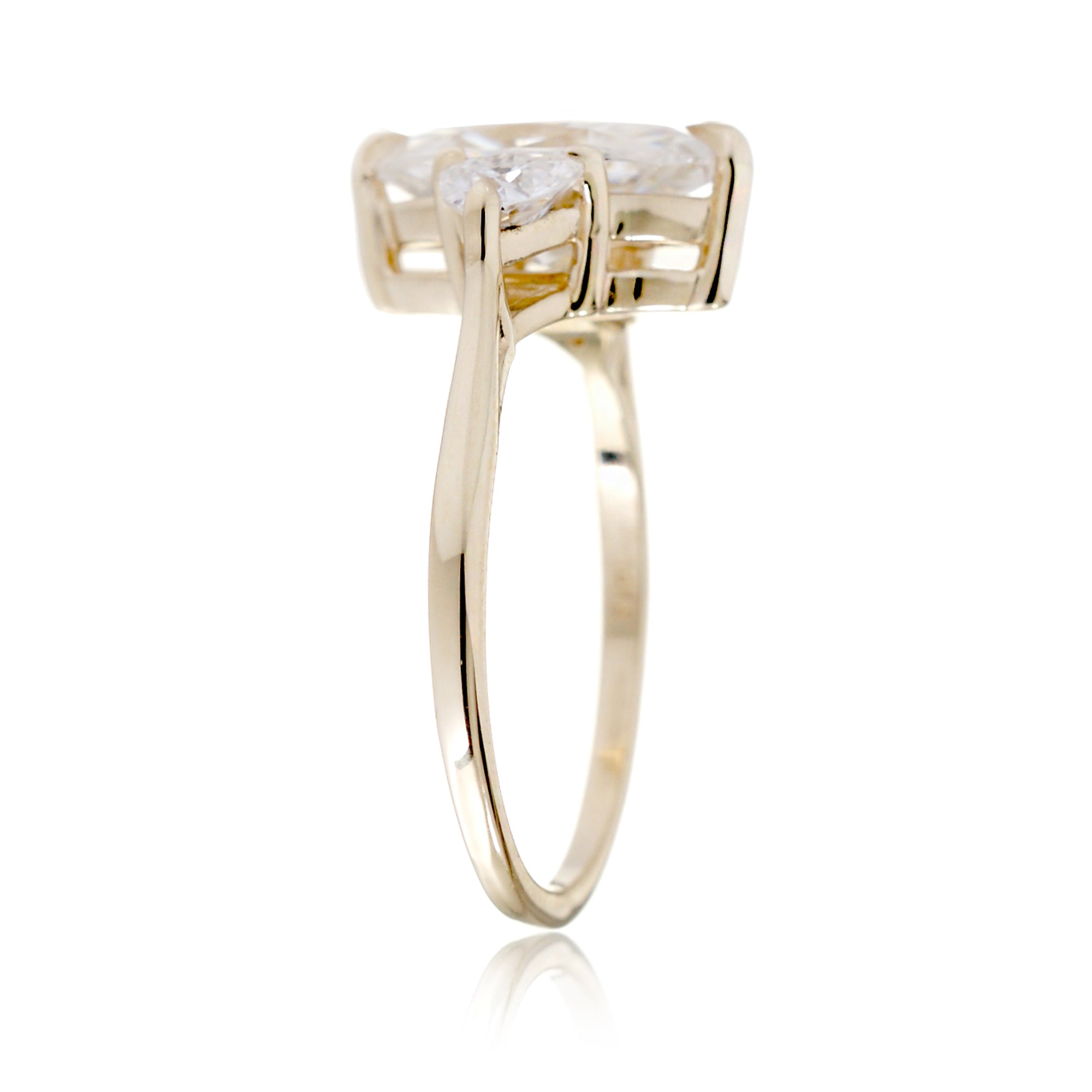 The Trillion Threestone Marquise Moissanite Ring